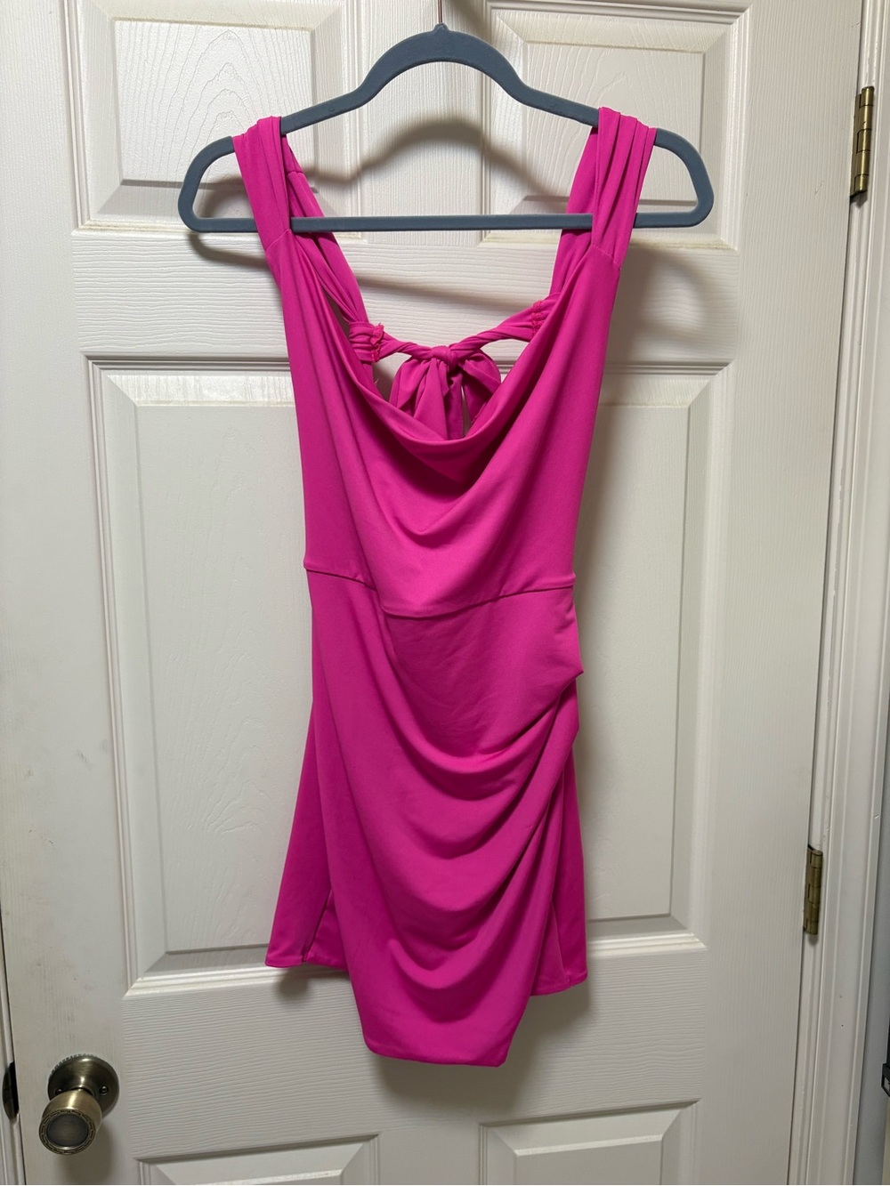 SHEIN Hot Pink Sleeveless Mini Dress with Knotted Back